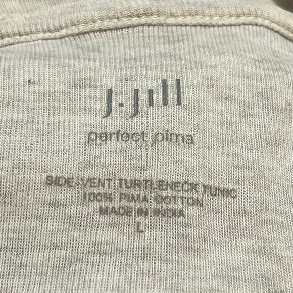 J. Jill Side Vent Turtleneck Tunic Perfect Pima Size Large Heathered Oatmeal - Picture 4 of 7